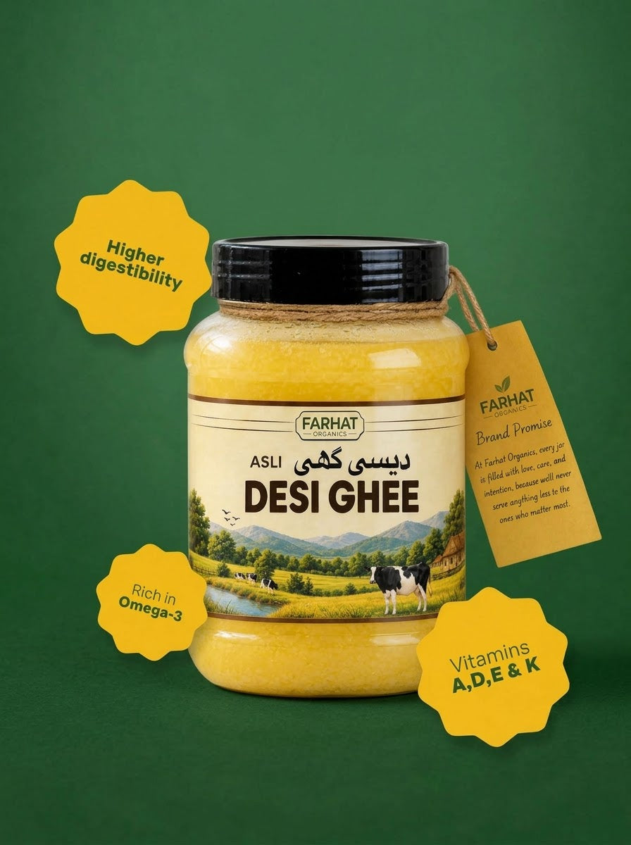 Farhat Organics Asli Desi Ghee | 100% Pure Traditional Cow Ghee