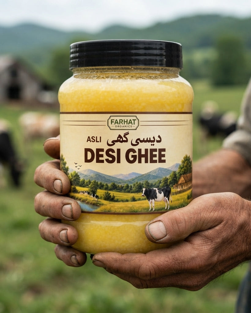 Farhat Organics Asli Desi Ghee | 100% Pure Traditional Cow Ghee